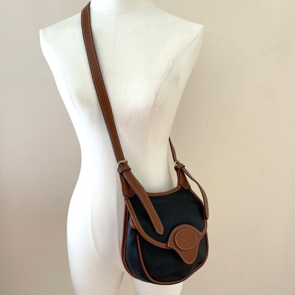 VTG 90s MICHAEL STEVENS Crossbody Bag Purse Black Pebbled Faux Leather Designer - Picture 1 of 13